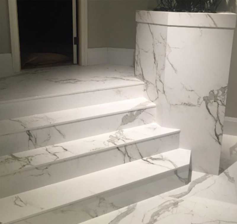 Dekton kitchen floor marble effect staircase